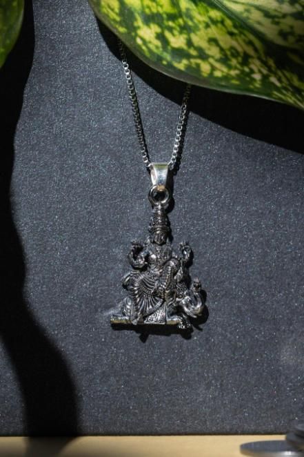 Laxmi on Hatiji Oxidized Pendant with Chain