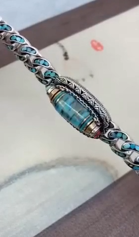 Six-Character Mantra Nine-Eyed Dzi Bead Bracelet